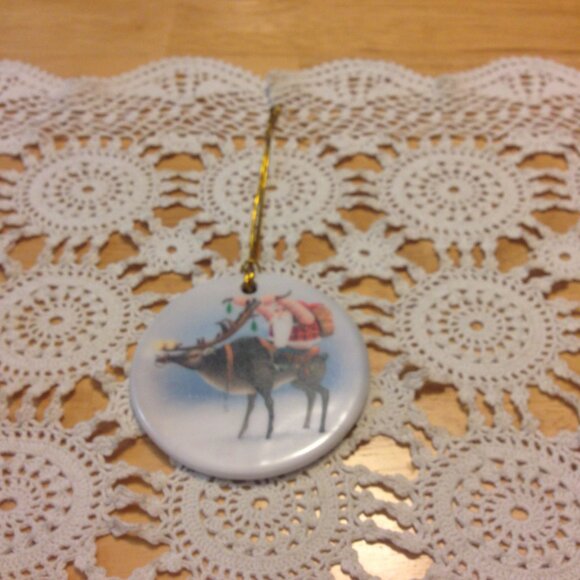 Ole Saint Nick on Reindeer Christmas Ornament - Picture 3 of 3
